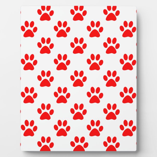Red puppy paws pattern plaque (Front)