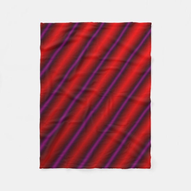 Red, Purple and Black Laser-Like Line Pattern Fleece Blanket (Front)