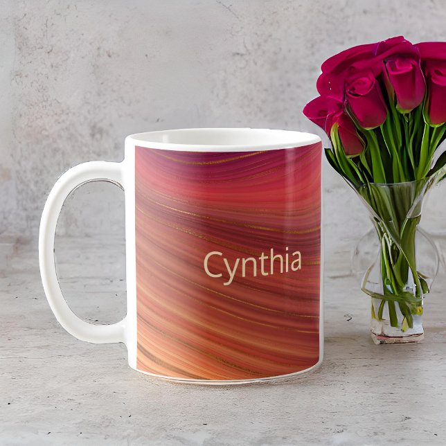 Red Purple and Gold Monogram Marble Earth Strata  Coffee Mug (Creator Uploaded)