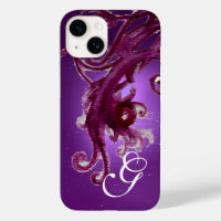 RED PURPLE BERRIES AND FLORAL SWIRLS MONOGRAM 