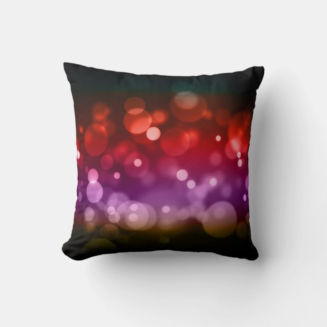 Red, Purple & Brown Bokeh Circles Design Cushion (Front)