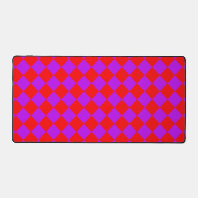 Red Purple Chequered Diamond Pattern  Desk Mat (Front)
