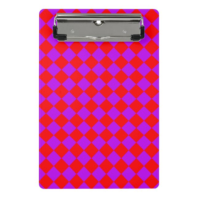 Red Purple Chequered Diamond Pattern  Mini Clipboard (Front)