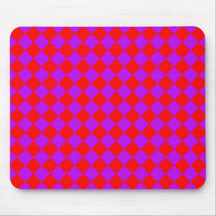 Red Purple Chequered Diamond Pattern Mouse Pad
