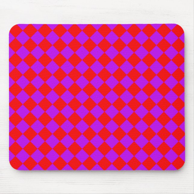 Red Purple Chequered Diamond Pattern  Mouse Pad (Front)