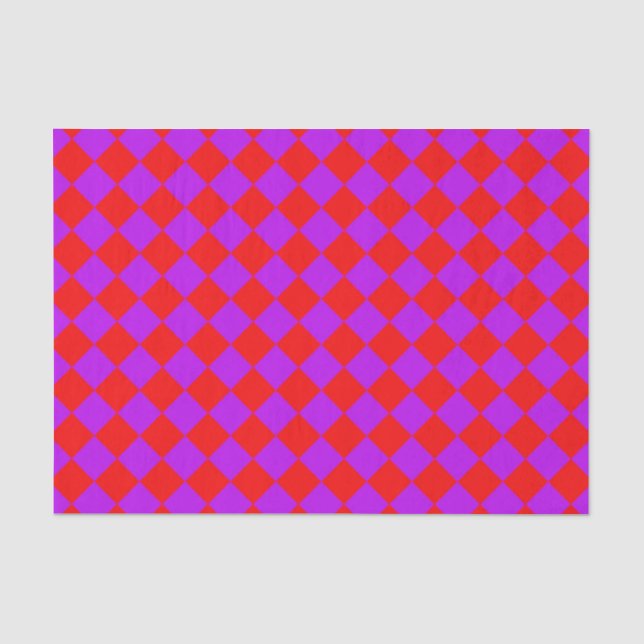Red Purple Chequered Diamond Pattern Tissue Paper (Front)
