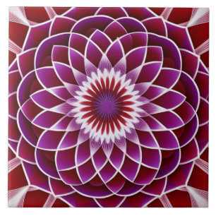 Red Purple Dahlia Ceramic Tile