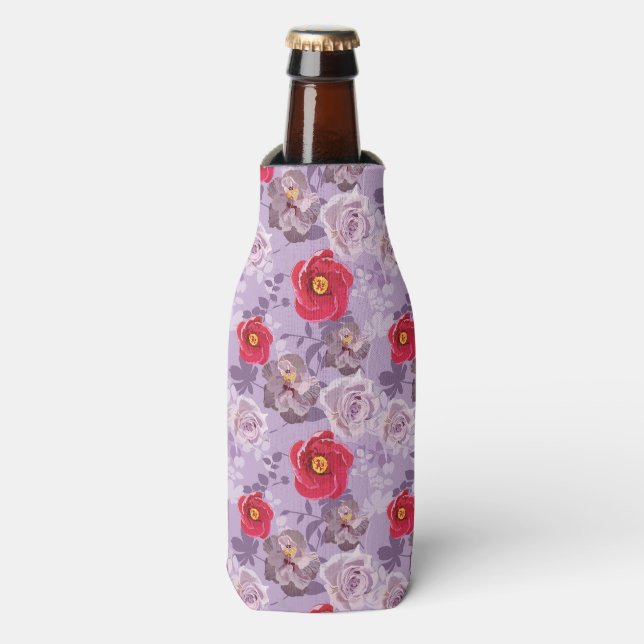 Red, purple Floral Bottle Cooler (Bottle Front)