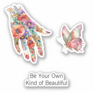 Red Purple Floral Garden Hand Butterfly
