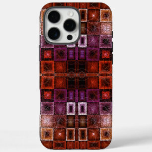 Red & Purple Geometric Grid Symmetrical Glow iPhone 16 Pro Max Case