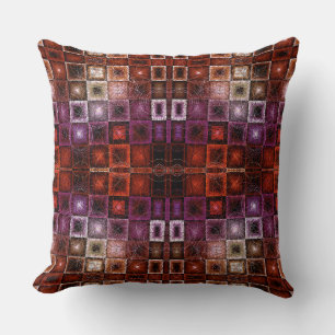 Red & Purple Geometric Grid Symmetrical Glow Cushion