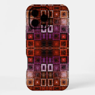 Red & Purple Geometric Grid Symmetrical Glow iPhone 16 Pro Max Case