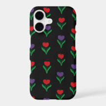 Red, Purple & Green Floral Black