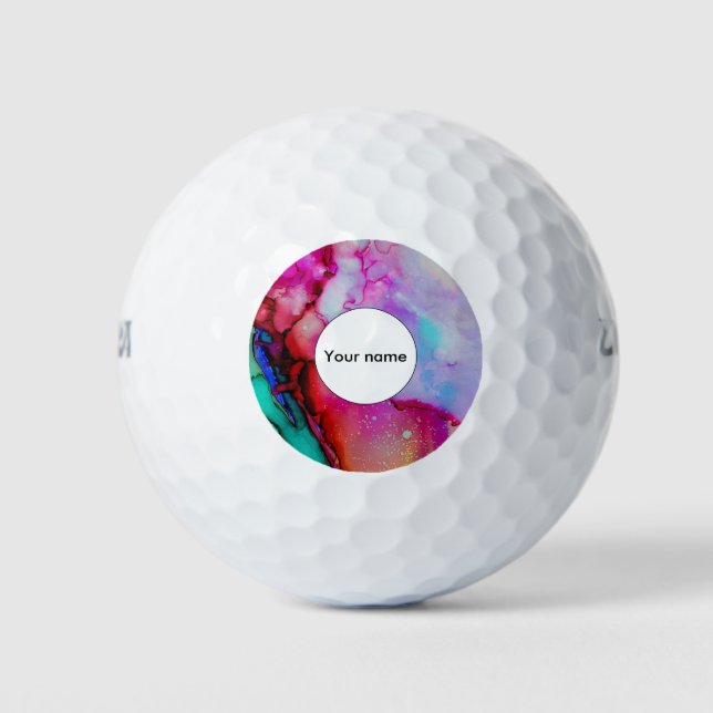 Red purple green ink golf balls (Front)