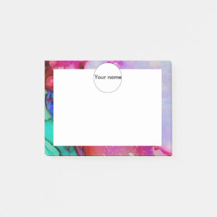 Red purple green ink post-it notes