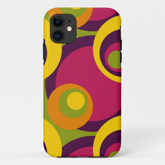 Red Purple Orange Yellow Retro Circles Pattern Case-Mate iPhone Case (Back)