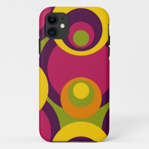 Red Purple Orange Yellow Retro Circles Pattern iPhone 11 Case