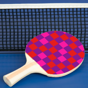 Red Purple Pink Chequered Pattern Design  Ping Pong Paddle