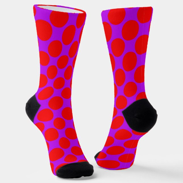 Red Purple Polka Dots Socks (Angled)