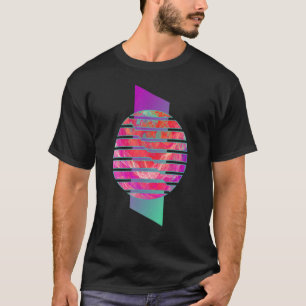 Red Purple Sea Green Modern Smoke Geometry Pattern T-Shirt