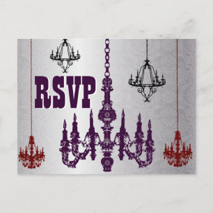 Red, Purple & Silver Chandelier RSVP Postcards