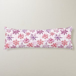 Red Purple Snowflakes Christmas Body Cushion