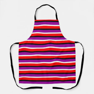 Red Purple Stripes Pattern Design Apron