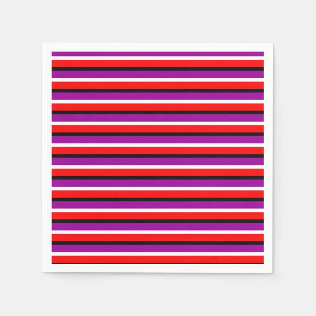 Red Purple Stripes Pattern Design Napkin (Front)