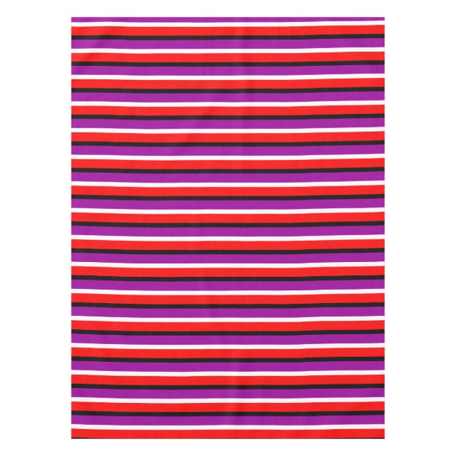 Red Purple Stripes Pattern Design Tablecloth (Front)