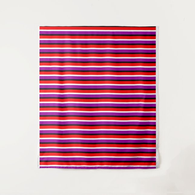 Red Purple Stripes Pattern Design Tapestry (Front)