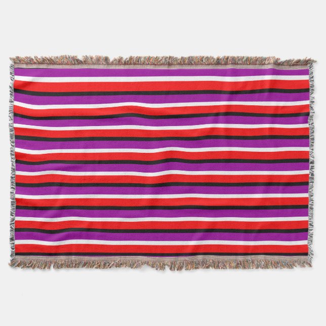 Red Purple Stripes Pattern Design Throw Blanket (Front)