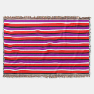 Red Purple Stripes Pattern Design Throw Blanket
