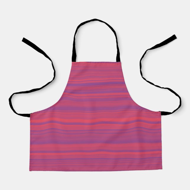 Red Purple Stripes Seamless Pattern Apron (Front)