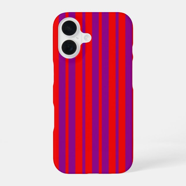 Red Purple Stylish Stripes Pattern Design  iPhone 16 Case (Back)