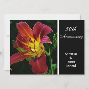 red purple tiger lily flower wedding anniversary invitation