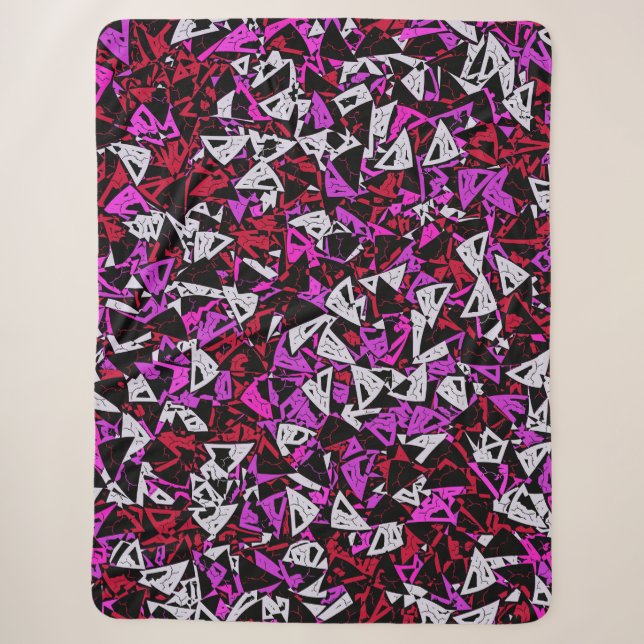 Red Purple Triangle Pattern Sherpa Blanket (Front)