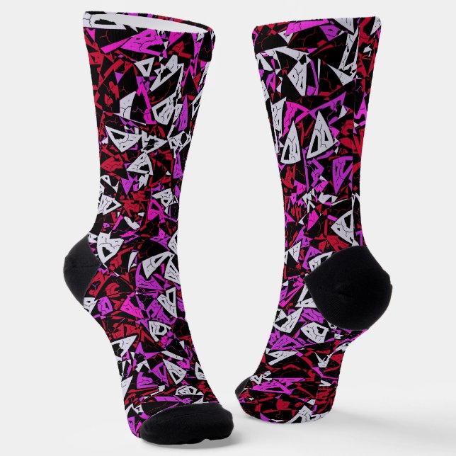 Red Purple Triangle Pattern Socks (Angled)