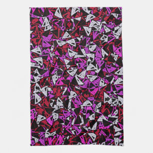 Red Purple Triangle Pattern Tea Towel