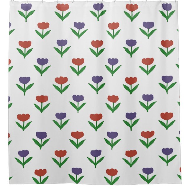 Red & Purple Tulips Shower Curtain (Front)