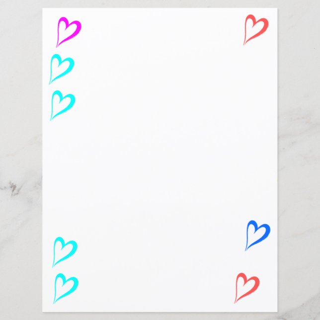 Red purple violet blue hearts Paper Sheet (Front)