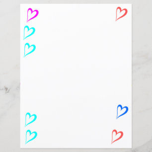 Red purple violet blue hearts Paper Sheet