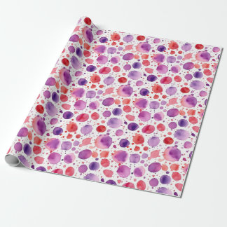 Red & Purple Watercolour polka dots Wrapping Paper