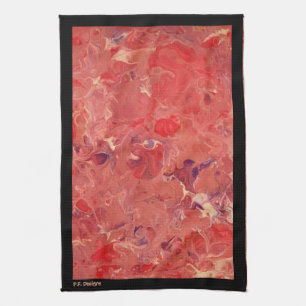 Red Purple White Abstract Black Acrylic Tea Towel