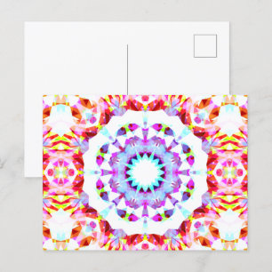 Red Purple Yellow Christmas Festive Star Snowflake Postcard