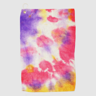 Red purple yellow white tie dye v1 golf towel