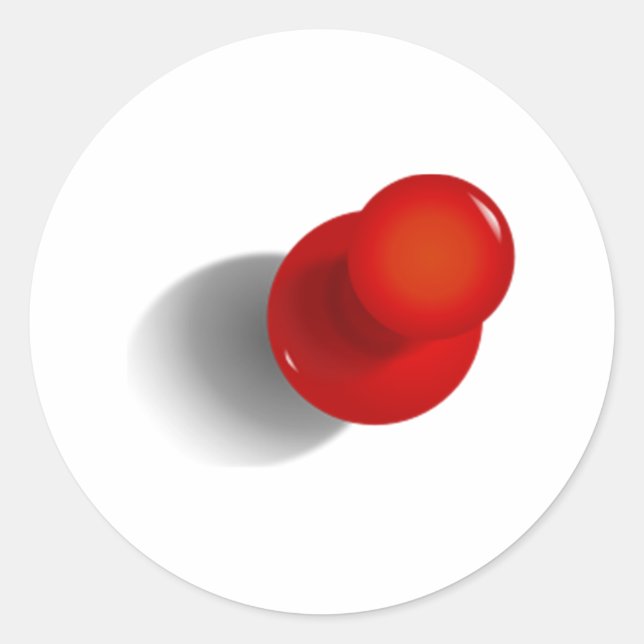 Red Push Pin Classic Round Sticker (Front)