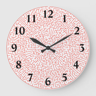 Red Puzzle Large Clock