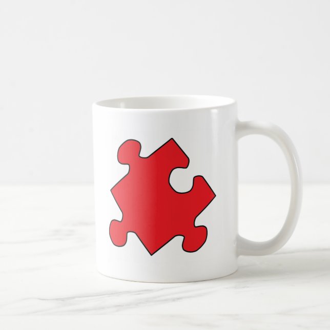 RED PUZZLE PIECE COFFEE MUG (Right)