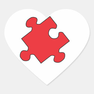 RED PUZZLE PIECE HEART STICKER