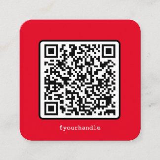 Red QR Code Social Media Simple Modern Custom Square Business Card